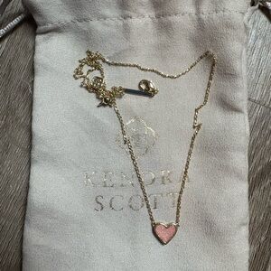Kendra Scott Gold Necklace with Pink Heart Pendant